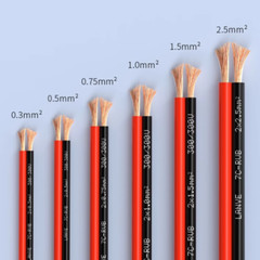 2-Core RVB Red And Black Twin Cable Camera LED Wire Parallel Flexible Cable PVC