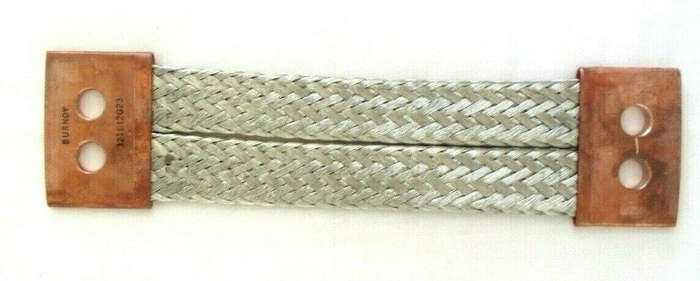 BURNDY 12″ B21E12G23 FLEX COPPER GROUNDING BRAID w/ FERRULE FLEXIBLE JUMPER