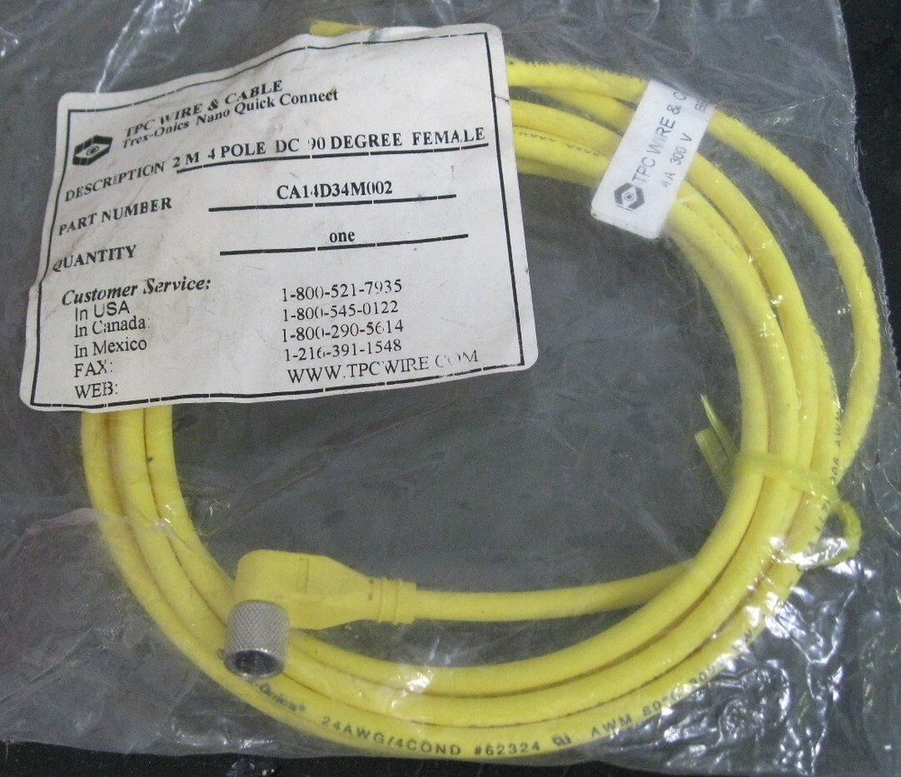 TPC Wire CA14D34M002 Cable 2M 4P