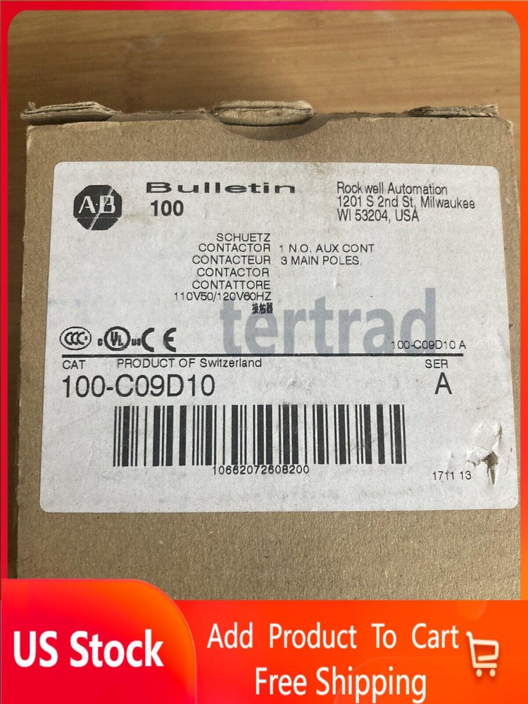 ALLEN-BRADLEY 100-C09D10 IEC CONTACTOR 9 AMP 120VAC NEW IN BOX