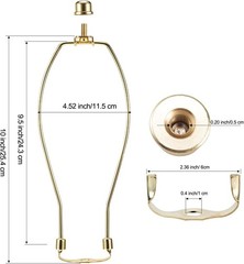 Polished Brass Finish Lamp Harp Kit 10 Inch 3/8 Inch Saddle Base Holes Light