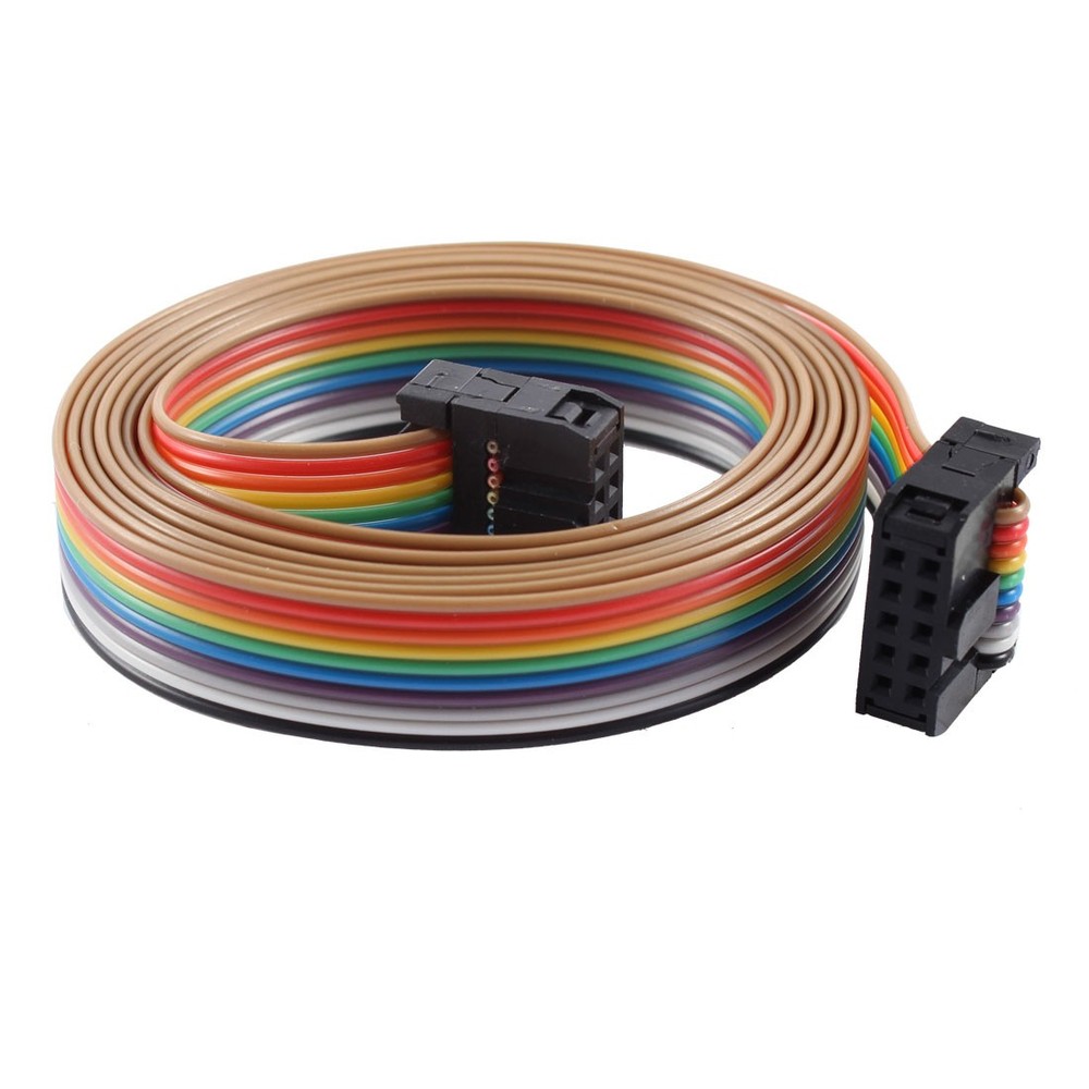 2.54mm Pitch 10 Pins 10 Way F/F Connector IDC Flat Rainbow Ribbon Cable 118cm