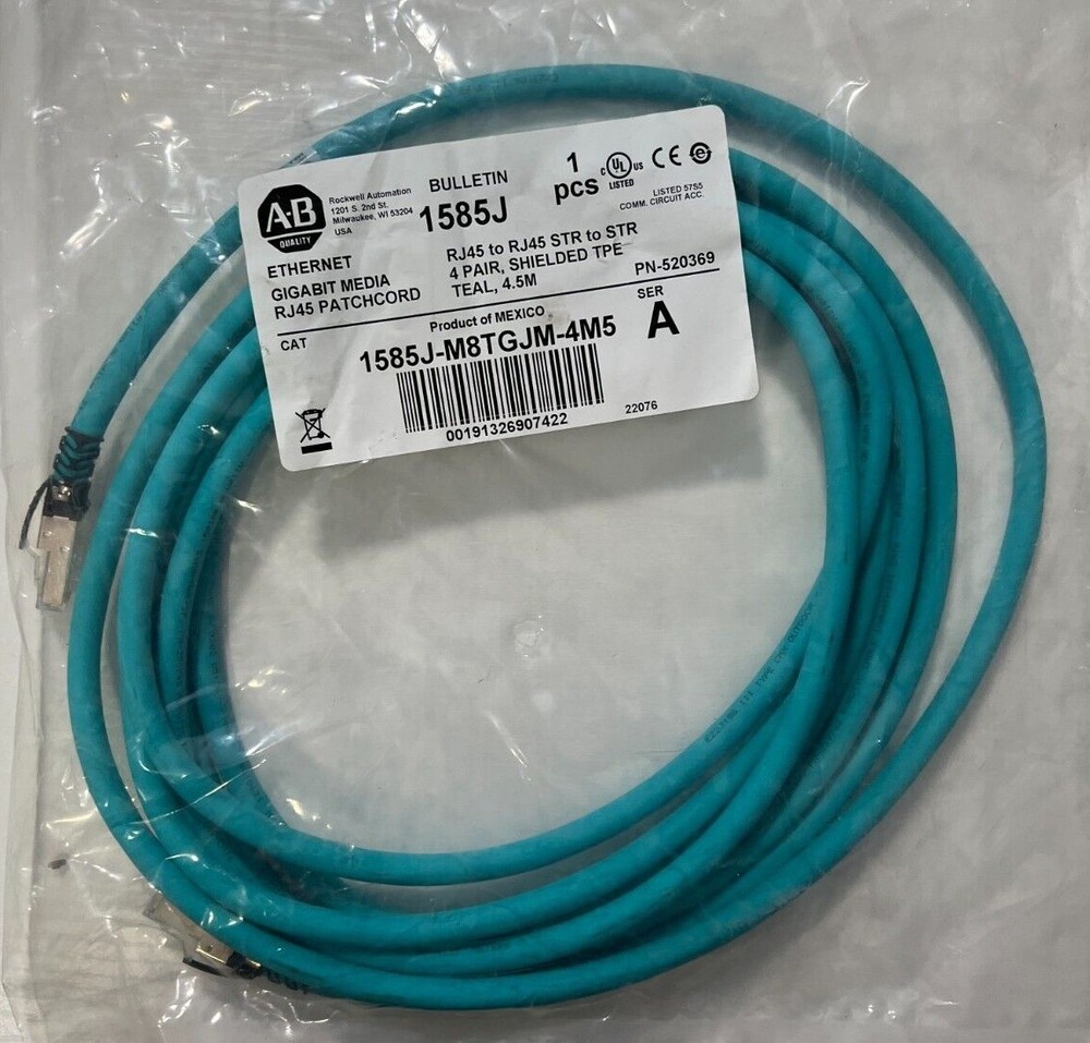 AB – 1585J-M8TGJM-4M5 – Ethernet Gigabit Media RJ45 PATCHCORD – NEW