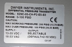 DWYER 629C-05-CH-P2-E5-S3 Differential Pressure Transducer- FREE SHIPPING!!!