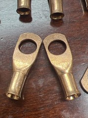 (LOT OF 10) 6 AWG Ring 3/8″ Hole Terminal Lug Bare Copper Un-insulated Gauge
