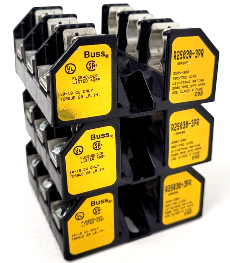 Lot of 3 – R25030-3PR Buss 250 Volt 30 Amp Fuse Holder – Next Day Option