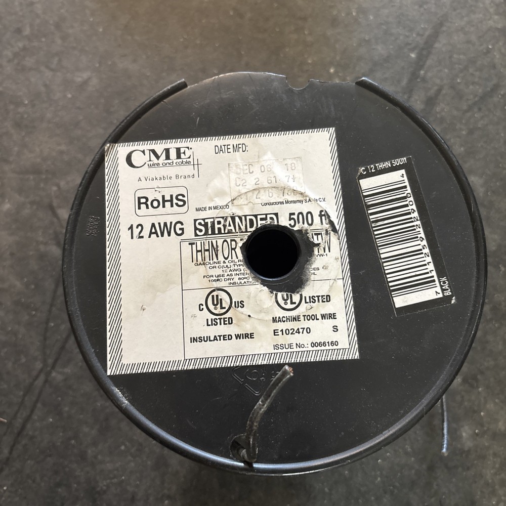CME Wire 12 awg Black Stranded Copper Wire – E102470 – Approx. 75’