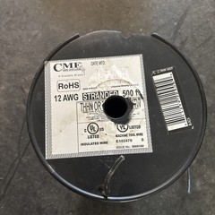 CME Wire 12 awg Black Stranded Copper Wire – E102470 – Approx. 75’