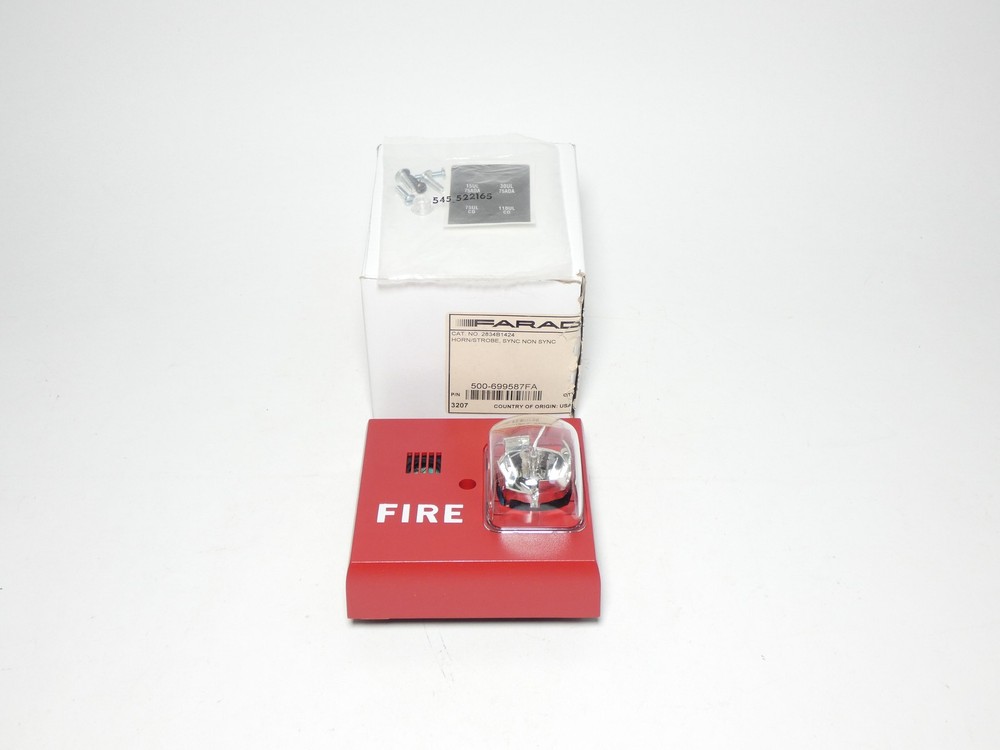 Faraday 2834B1424 500-699587FA Red Wall-Mount Fire Alarm Horn Strobe – NEW Su…