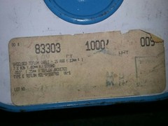 BELDEN 83303 1C 26 AWG MIL-W-16878/4TYPE E Teflon 1000 ft.spool