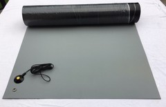 RUBBER ESD ANTI-STATIC HI-TEMP SOLDERING MAT-24 X 60 W/GROUND CABLE-GREY