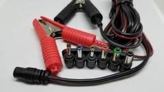12V 15A 6-FT Color Coded Battery Clips to Two Pin DC Socket 6-Plug Adapters
