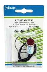 (1x) 120V / 125VAC – 1/2″ Red Neon Panel Mount Indicator – 11-2346 – Drake L4B