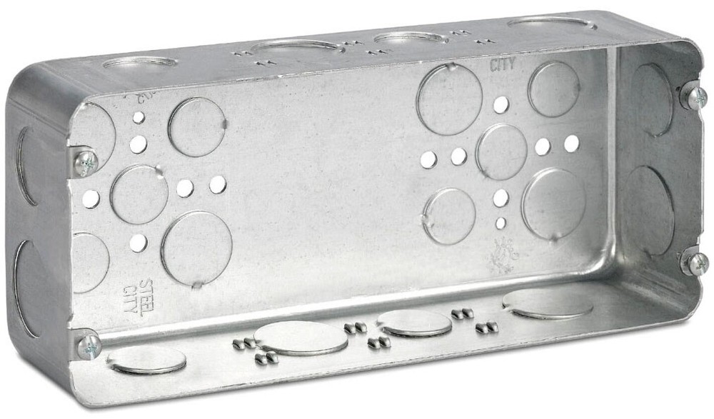 Steel City H4BD-3/4-1, 10-7/16″ x 2-1/2″ x 4-1/2″, Steel, Drawn 4-Gang Box, 1pc