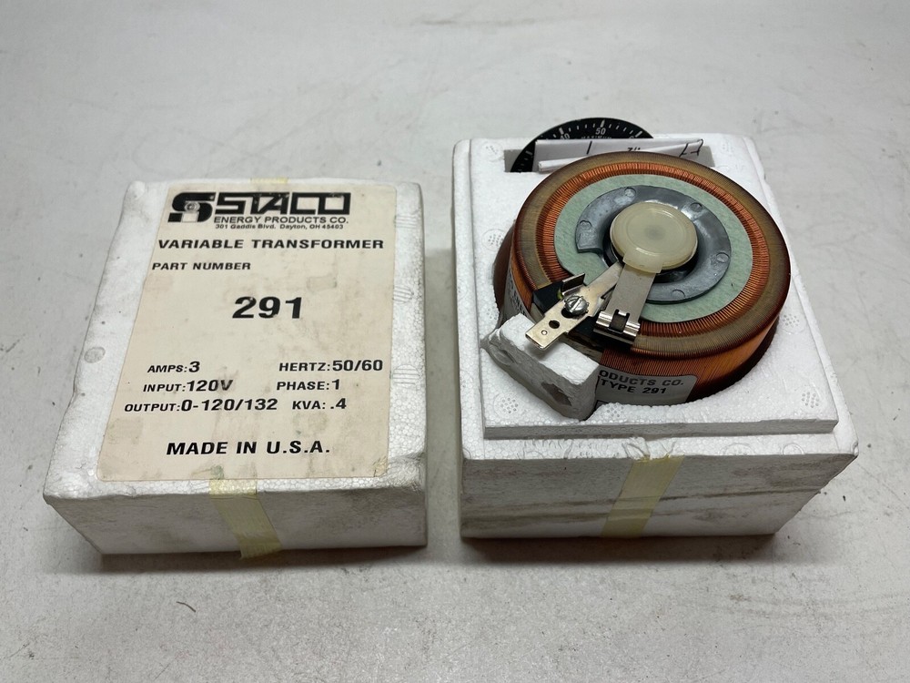 Staco 291 Variable Transformer 3A In: 120V Out: 0-120/132V