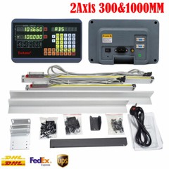 DRO 2 Axis Digital Readout Display w/2pc Linear Scale Glass Encoder 300mm+1000mm
