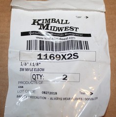 Kimball Midwest 1169X2S Prestolok Swivel 1/8″ x 1/8 Male Elbow Connector NEW USA