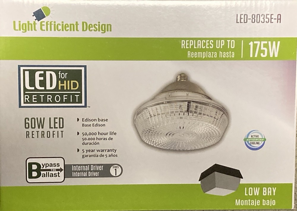 Light Efficient Design HID LED,60 W,Med Screw (E26) LED-8035E40-A QTY Available