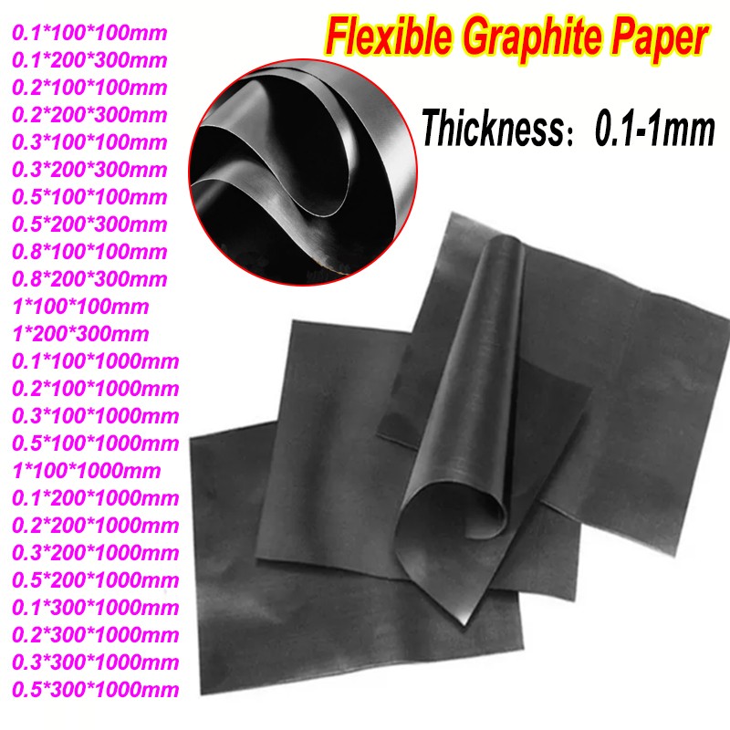 0.1-1mm Flexible Graphite Paper Conductive Sheet Gasket for Industrial Electrode
