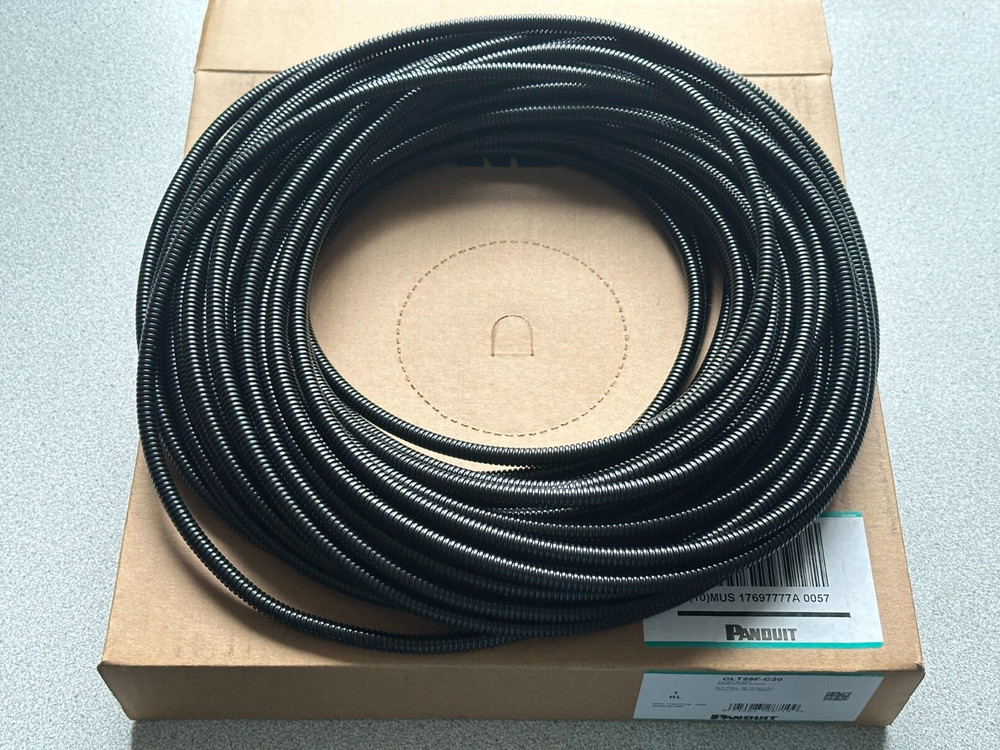 NEW PANDUIT CLT25F-C20 SLIT WALL 1/4″ CORRUGATED TUBING 100′ Ft BLACK WIRE LOOM