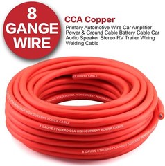 8 Gauge Wire (50ft Each – Red/Black) Copper Clad Aluminum CCA 8 Gauge, 100FT