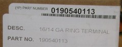 100 Molex 190540113 InsulKrimp™ Ring Tongue Terminal 14-16 AWG for #10 (M5) Stud