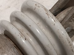 Porcelain high-voltage electrical insulator, 45 Ft/Lb, 6-3/0 ACSR, 6-4/0 AL