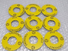 INDUSTRIAL SPARE ZBY9330 LEGEND PLATE EMERGENCY STOP LOT OF 9 NSNP