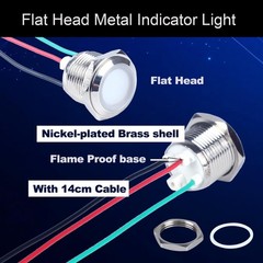 16mm 12V 24V Metal LED Indicator Light, Waterproof Common Anode Indicator Light