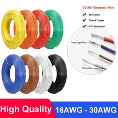 Tin Plated Copper Cable Wire UL1007 Flexible PVC Wire 16 AWG – 30 AWG 80℃ 300V