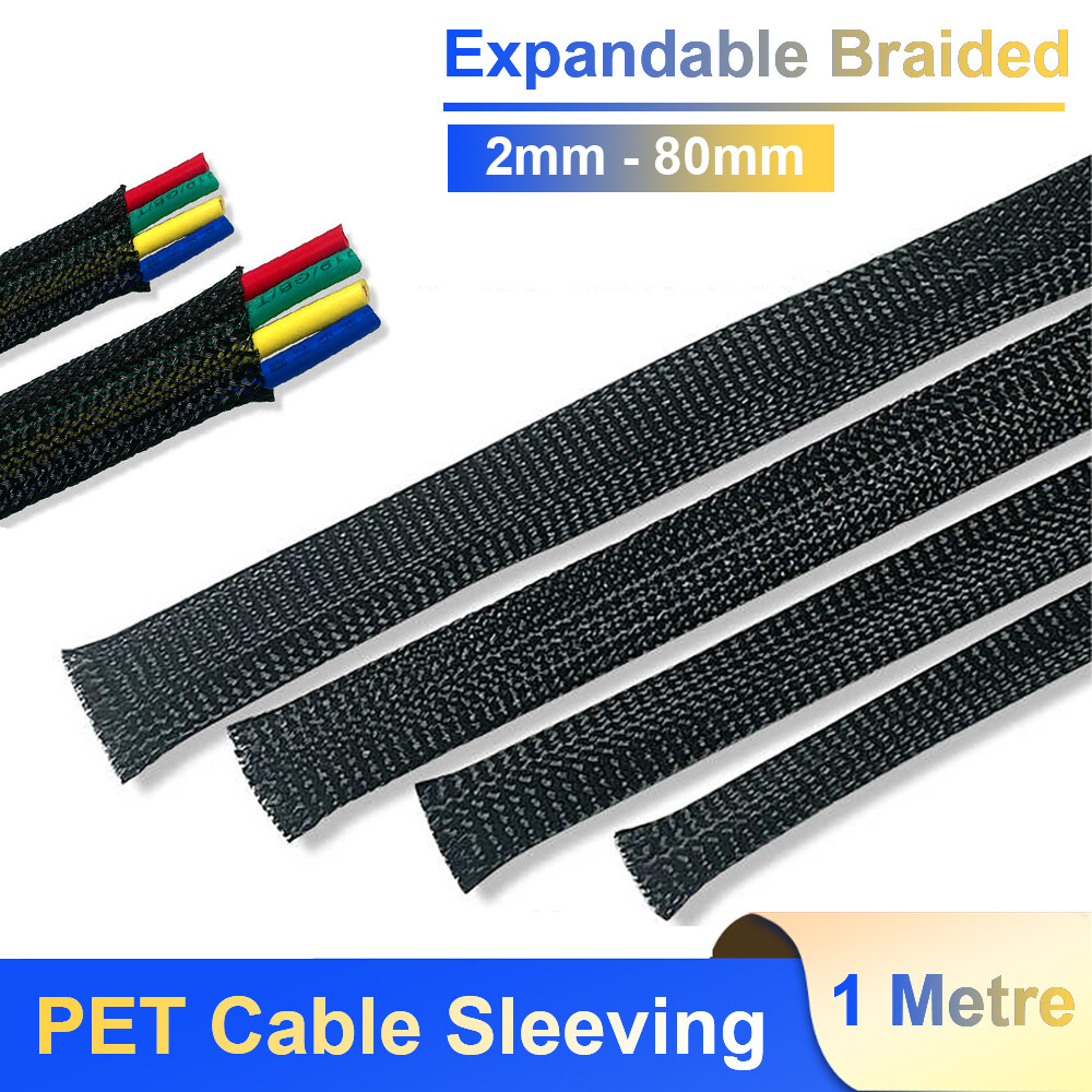 Expandable Braided Cable Sleeving 2mm-80mm Black Wire Harness, Auto, Sheathing