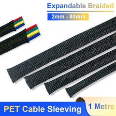 Expandable Braided Cable Sleeving 2mm-80mm Black Wire Harness, Auto, Sheathing