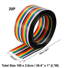 Flat Ribbon Cable 20P Rainbow IDC Wire 1.27mm Pitch 1 Meter Long