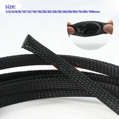 Black PET Expandable Braided Wire Cable Sleeve Sheathing Tube Protection 1~100mm