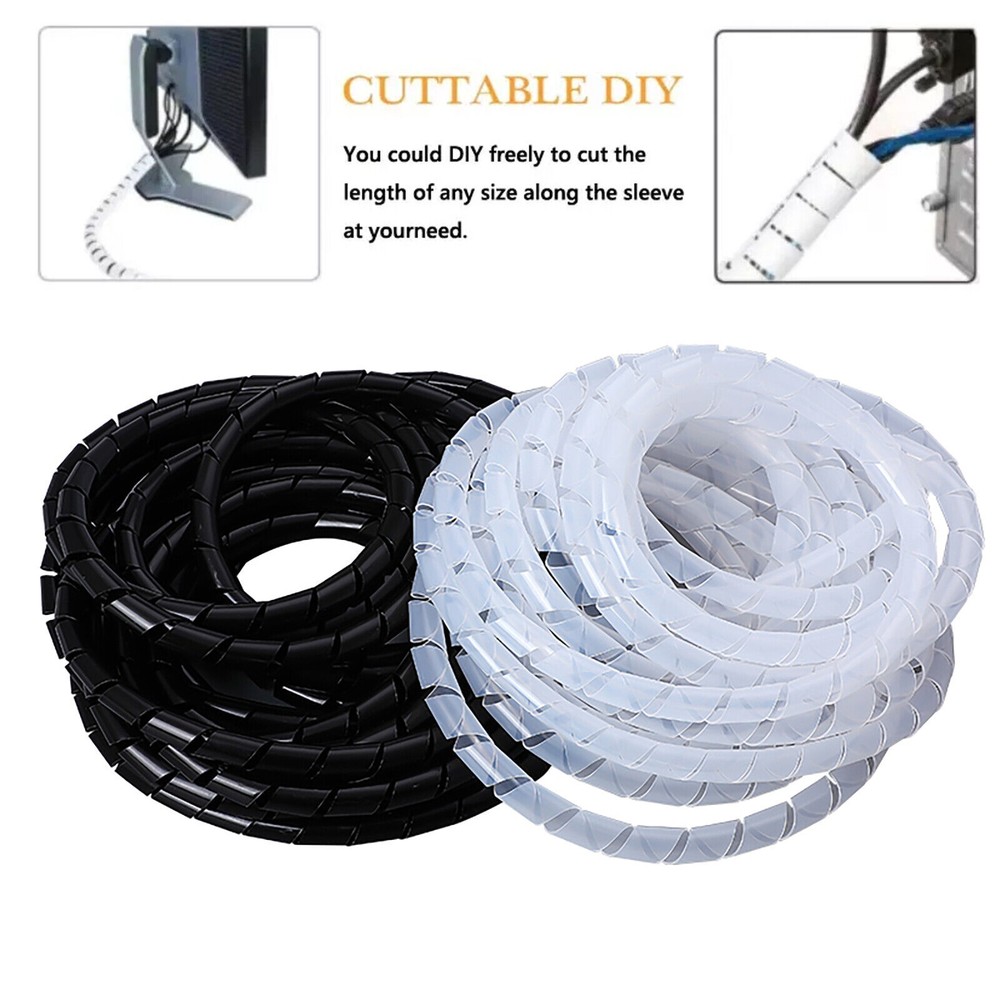 TV Home Cinema Wire Management Spiral Cable Wrap Tidy Hide Banding Loom PC