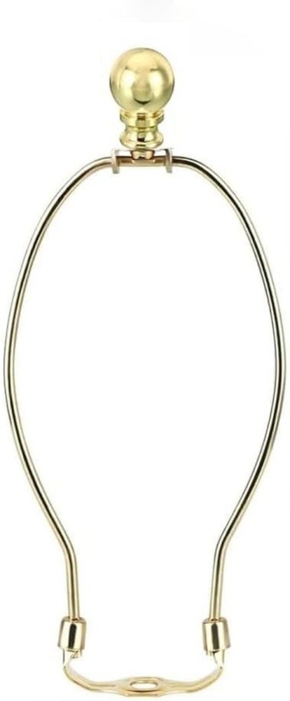 Polished Brass Lamp Harp Holder 8 Inch Set Finials Saddle Base Shade Bracket