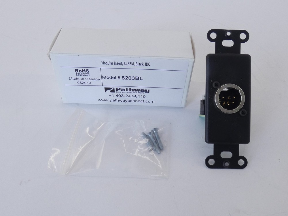 Pathway 5203BL Modular Insert Black XLR5M 5-Pin Male IDC – NEW Surplus!
