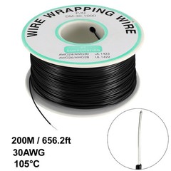 Insulating Wrapping Wire Tin Plated Copper Wire P/N 30 AWG 200M Length Black