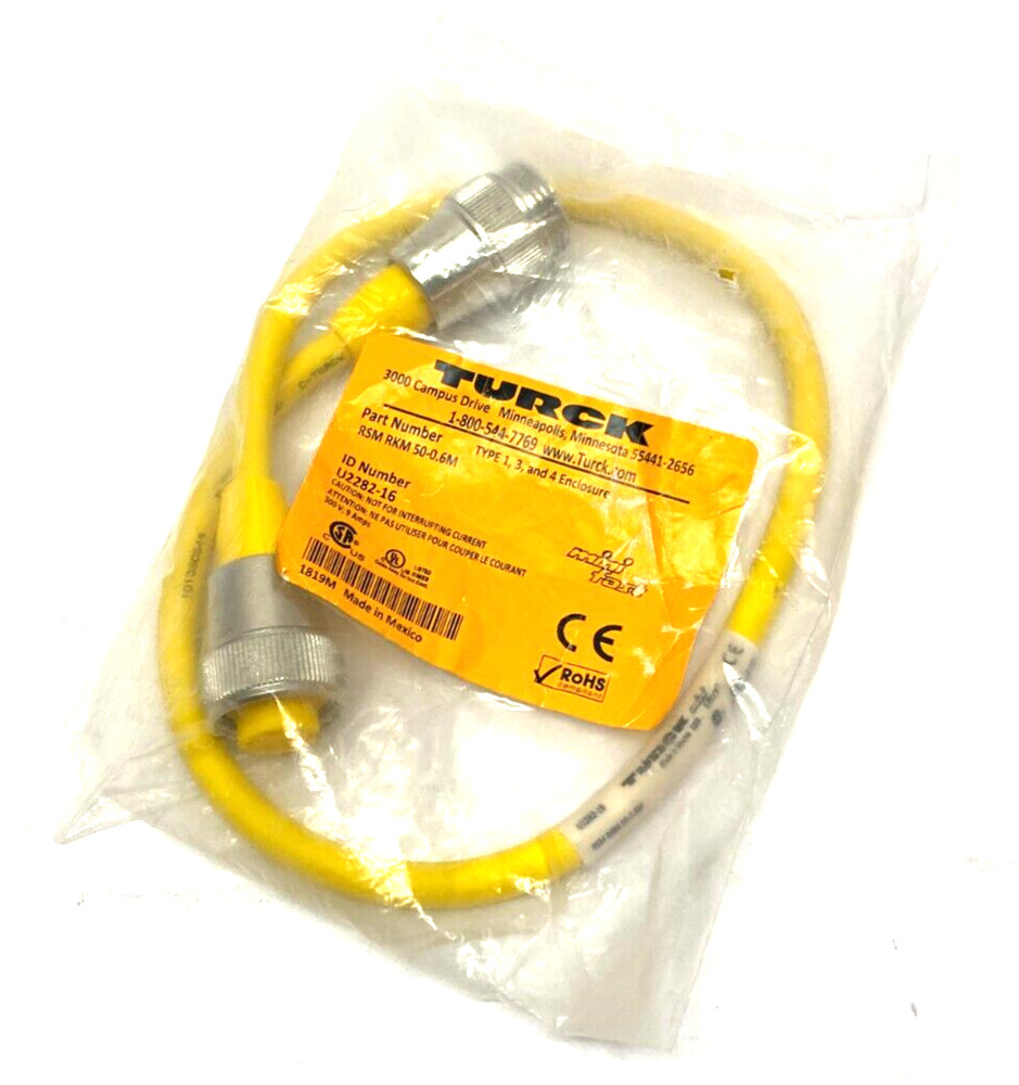 Turck RSK RKM 50-0.6M Minifast Double Ended Cordset 5-Pin Male to Fem U2282-16