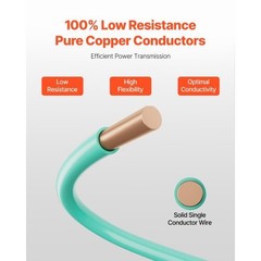 10 AWG Solid THHN Wire, 100% OFC Copper Electrical Building Wire with Nylon Jack