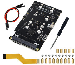 Freenove Quad Dual M.2 NVMe Adapter for Raspberry Pi 5 SSD NAS AI HAT 4 Slots