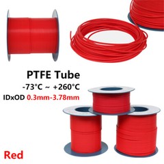 Red PTFE Tube Tubing ID x OD 0.3mm to 3.78mm Pipe 150V for RepRap 3D Printer