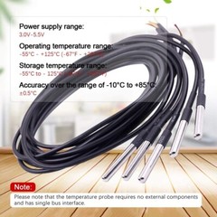 3m/9.8ft DS18B20 Waterproof Temperature Sensors Digital Temp Probe Pack of 5 NEW