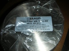 MBraun MB BF-L-03 9004513 KF40 Glove Box Gas Inlet & Outlet HEPA Filter Element