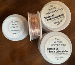 NEW SEALED BARE ROUND COPPER WIRE 18/20 AWG GUAGE 4 OZ EACH SPOOL