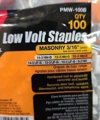 Lot of 5 – Gardner Bender PMW-100B – 100 Low Volt Staples Masonry 3/16″