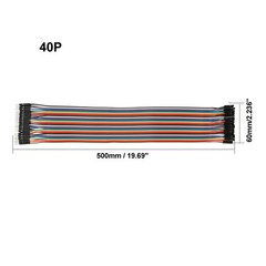 Male to Female 40P Jumper Wire 2.54mm Pitch Ribbon Cable Breadboard 50cm Long