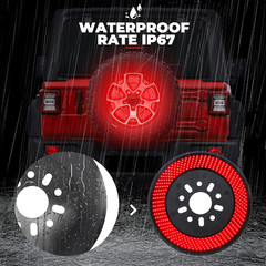 Spare Tire Brake Light for 2018-2025 Jeep Wrangler JL JLU 405 LEDs Super Bright