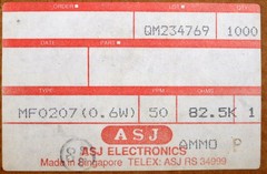 ASJ 1000x Metal Film Resistors 82.5kΩ 0.6W 82500 Ohm Tolerance 1%