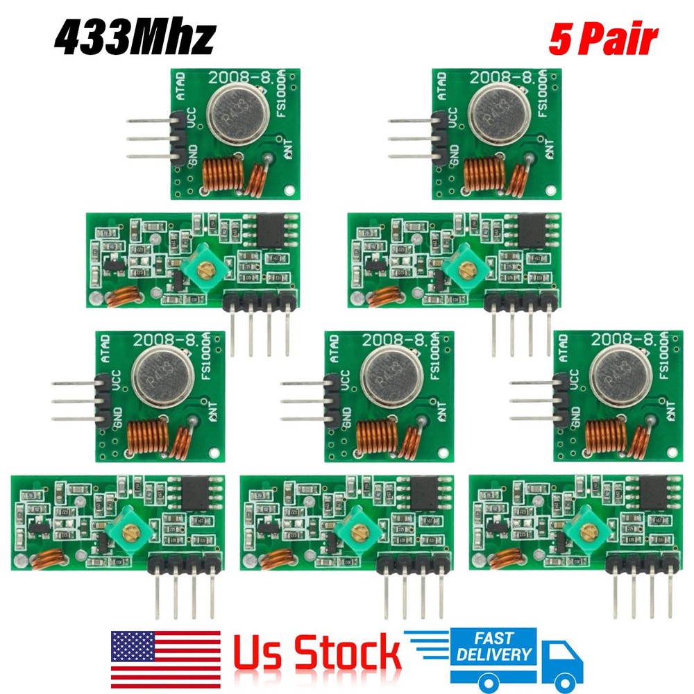 433Mhz Wireless RF Transmitter Module + Receiver Alarm For Arduino DIY 5Pair